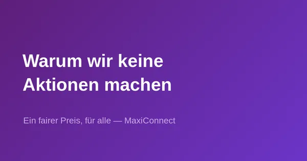 Man fragt uns oft, warum wir keine Aktionen machen… hier ist die ehrliche Antwort