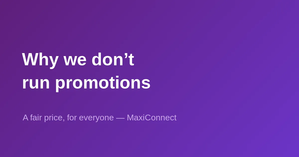 People often ask why we don't run promotions… here's the honest answer