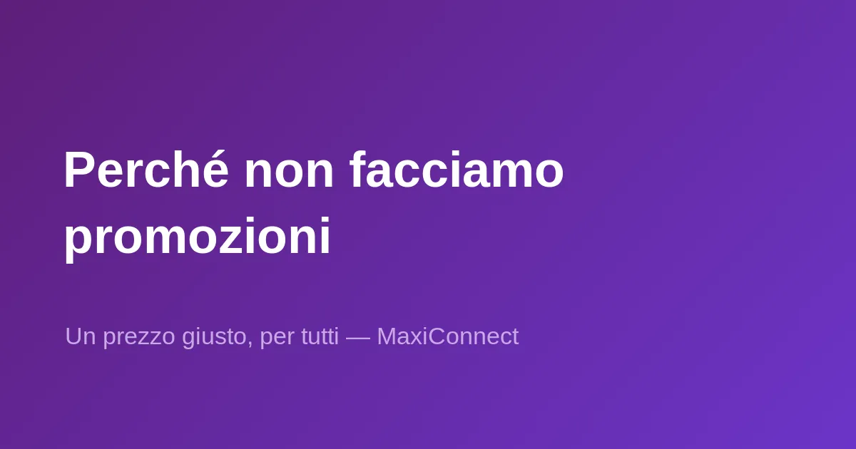 Ci chiedono spesso perché non facciamo promozioni… ecco la vera risposta