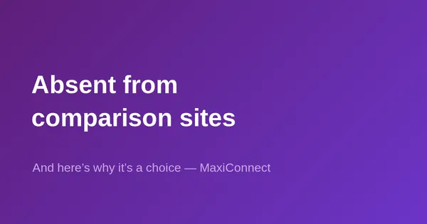 Why MaxiConnect doesn't appear on comparison platforms